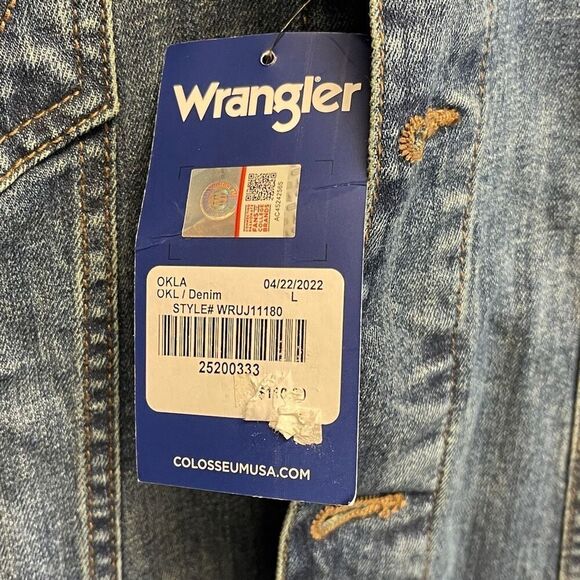 NWT WRANGLER X COLOSSEUM Oklahoma Jean Jacket Women's Large Blue Sooners OU New - Picture 4 of 16
